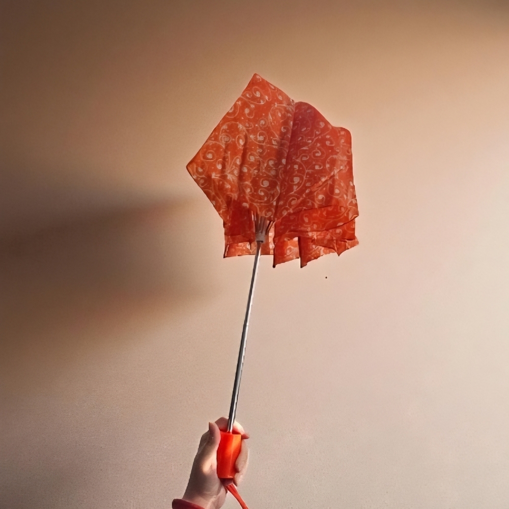 Vintage Christian Dior 70s 80s Orange Paisley pattern Umbrella - Picture 5 of 15